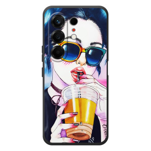 Чехол с картинкой Модные Девчонки TECNO Camon 50 (Девушка с коктейлем)