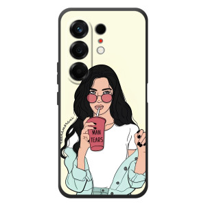 Силиконовый Чехол на TECNO Camon 50 с картинкой Стильных Девушек (С напитком)