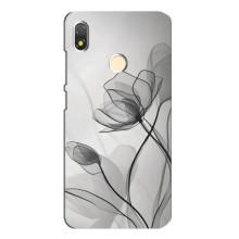 Чехол с цветочным принтом на Техно Поп 3 – Черные цветы