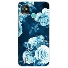 Чехлы (ART) Цветы на TECNO Pop 4 LTE (VPrint) (Голубые Бутоны)