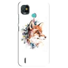 Чохли з картинкою Лисичка для TECNO Pop 4 LTE (VPrint) (Лиса в квітах)