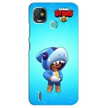 Чехол для TECNO Pop 4 LTE Бравл Старс (VPrint) (Леон акула)