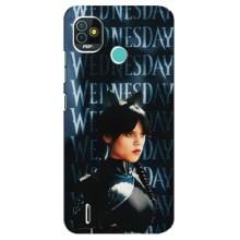 Чехлы Венсдей на TECNO Pop 4 LTE Уэнсдей (AlphaPrint) (Уэнздей кошка)