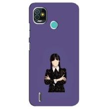 Чехлы Венсдей на TECNO Pop 4 LTE Уэнсдей (AlphaPrint) (Уэнздей в черном)