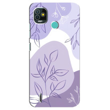 Силиконовый чехол с принтом в цветах на TECNO Pop 4 LTE – Фиолетовый дизайн