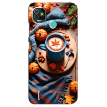 Чехол с уникальным дизайном «Осень с кофе» для TECNO Pop 4 LTE – Кофе и тыквы