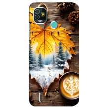 Чехол с уникальным дизайном «Осень с кофе» для TECNO Pop 4 LTE – Осенне-зимнее кофе