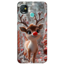 Яркий чехол для TECNO Pop 4 LTE с Зимними Оленятами