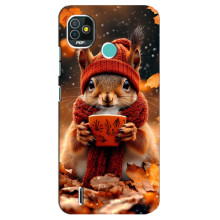 Печатный чехол «Зверята с кофе» для TECNO Pop 4 LTE – Белка с кофе