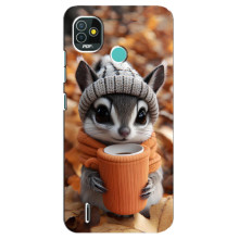 Печатный чехол «Зверята с кофе» для TECNO Pop 4 LTE