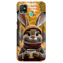 Печатный чехол «Зверята с кофе» для TECNO Pop 4 LTE – Зайчик с кофе