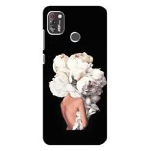 Чехлы (ART) Цветы на TECNO POP 4 Pro (VPrint) (Белые цветы)