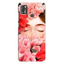Чехлы (ART) Цветы на TECNO POP 4 Pro (VPrint) (Глаза в цветах)