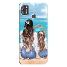 Чехол с печатью для TECNO POP 4 Pro - (Мама с ребенком) (AlphaPrint) (Мама с доченькой)