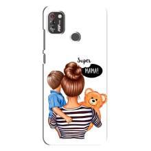 Чехол с печатью для TECNO POP 4 Pro - (Мама с ребенком) (AlphaPrint) (Мама с сыном)