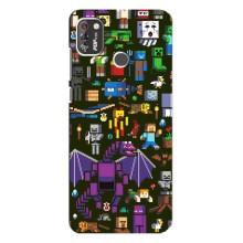 Чехол Майнкрафт на TECNO POP 4 Pro (AlphaPrint) Minecraft (Коллаж Майнкрафт)