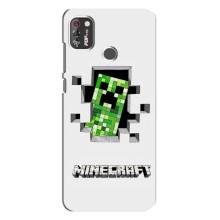 Чехол Майнкрафт на TECNO POP 4 Pro (AlphaPrint) Minecraft (крипер Майнкрафт)
