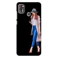 Чехол с картинкой Модные Девчонки TECNO POP 4 Pro – Девушка со смартфоном