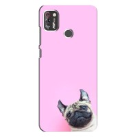 Бампер для TECNO POP 4 Pro с картинкой "Песики" – Собака на розовом