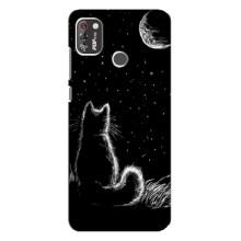 Чехол с принтом для TECNO POP 4 Pro (AlphaPrint) Модные коты (Котик и луна)