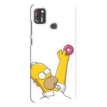 Чехол с Симпсонами для TECNO POP 4 Pro (VPrint) (Гомер с пончиком)