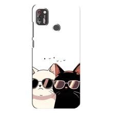Чехол с рисунком кот на TECNO POP 4 Pro – Коты в очках