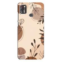 Чехол с цветочным принтом на Техно Поп 4 Про – Коричневые цветы