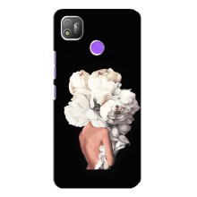 Чехлы (ART) Цветы на TECNO POP 4 (VPrint) (Белые цветы)