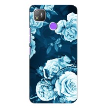 Чехлы (ART) Цветы на TECNO POP 4 (VPrint) (Голубые Бутоны)