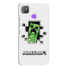 Чехол Майнкрафт на TECNO POP 4 (AlphaPrint) Minecraft (крипер Майнкрафт)