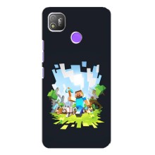 Чехол Майнкрафт на TECNO POP 4 (AlphaPrint) Minecraft (персонажи Minecraft)