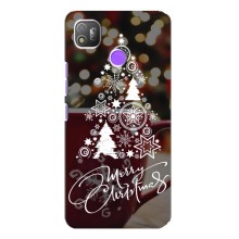 Рождественские Чехлы для TECNO POP 4 (VPrint) (Елочка узорная)