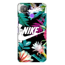 Силиконовый Чехол на TECNO POP 4 с картинкой Nike (Цветочный Nike)