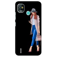 Чехол с картинкой Модные Девчонки TECNO Pop 5 (BD2p) – Девушка со смартфоном