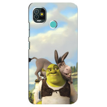 Чехол с мультфильмом Шрек на TECNO Pop 5 (BD2p) – Шрек и осел