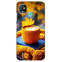 Чохол з унікальним дизайном 'Осінь з кавою' для TECNO Pop 5 (BD2p) – Кава з жовтим