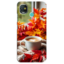 Чехол с уникальным дизайном «Осень с кофе» для TECNO Pop 5 (BD2p)