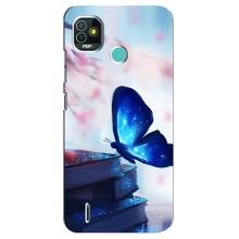 Силиконовый бампер с картинкой животных для TECNO Pop 5 (BD2p) (Бабочка синяя)