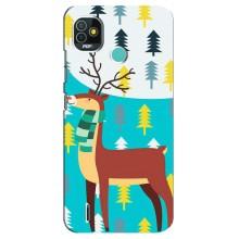 Силиконовый бампер с картинкой животных для TECNO Pop 5 (BD2p) (Олень с шарфом)