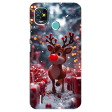 Яркий чехол для TECNO Pop 5 (BD2p) с Зимними Оленятами – Олень среди подарков