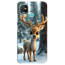 Яркий чехол для TECNO Pop 5 (BD2p) с Зимними Оленятами – Оленёнок в лесу