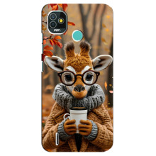 Печатный чехол «Зверята с кофе» для TECNO Pop 5 (BD2p) – Жираф с кофе