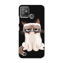 Чехол с принтом для Tecno Pop 5 GO (AlphaPrint) Модные коты (Грустный кот)