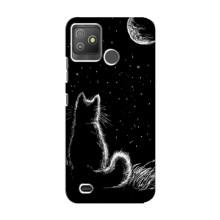 Чехол с принтом для Tecno Pop 5 GO (AlphaPrint) Модные коты (Котик и луна)