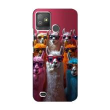 Чехол с принтом стильные животные для Техно Поп 5 Го – Ламы в очках