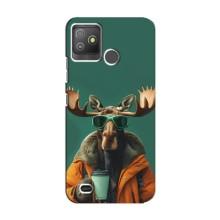 Чехол с принтом стильные животные для Техно Поп 5 Го – Лось с кофе