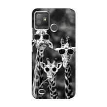 Силиконовый чехол с КАРТИНКАМИ лето для Tecno Pop 5 GO (AlphaPrint) (Жирафы в очках)