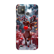 Яркий чехол для Tecno Pop 5 GO с Зимними Оленятами – Олень среди подарков