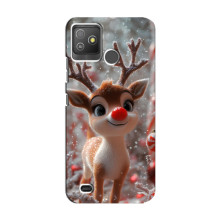 Яркий чехол для Tecno Pop 5 GO с Зимними Оленятами