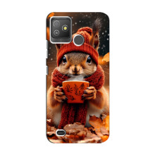Друкований чохол 'Звірята з кавою' для Tecno Pop 5 GO – Білка з кавою
